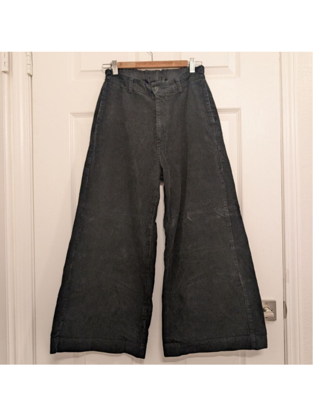 CP Shades Polly Wide Wale Corduroy Pant Black Size S Wide Leg High Waisted - Picture 2 of 9